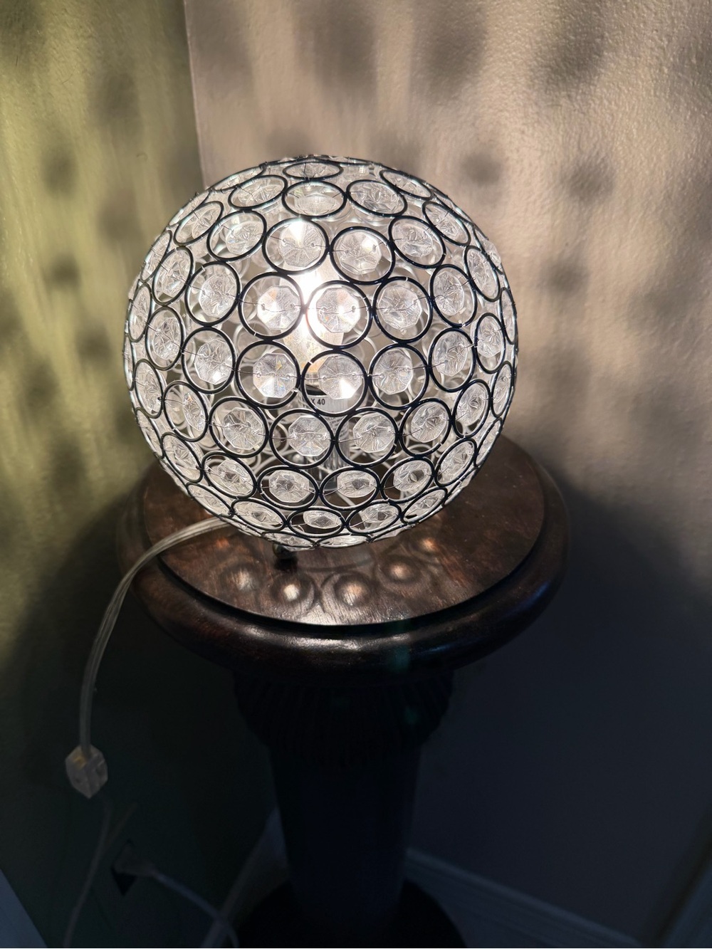 Crystal Globe Table Lamp - Clear / Silver Decorative Light